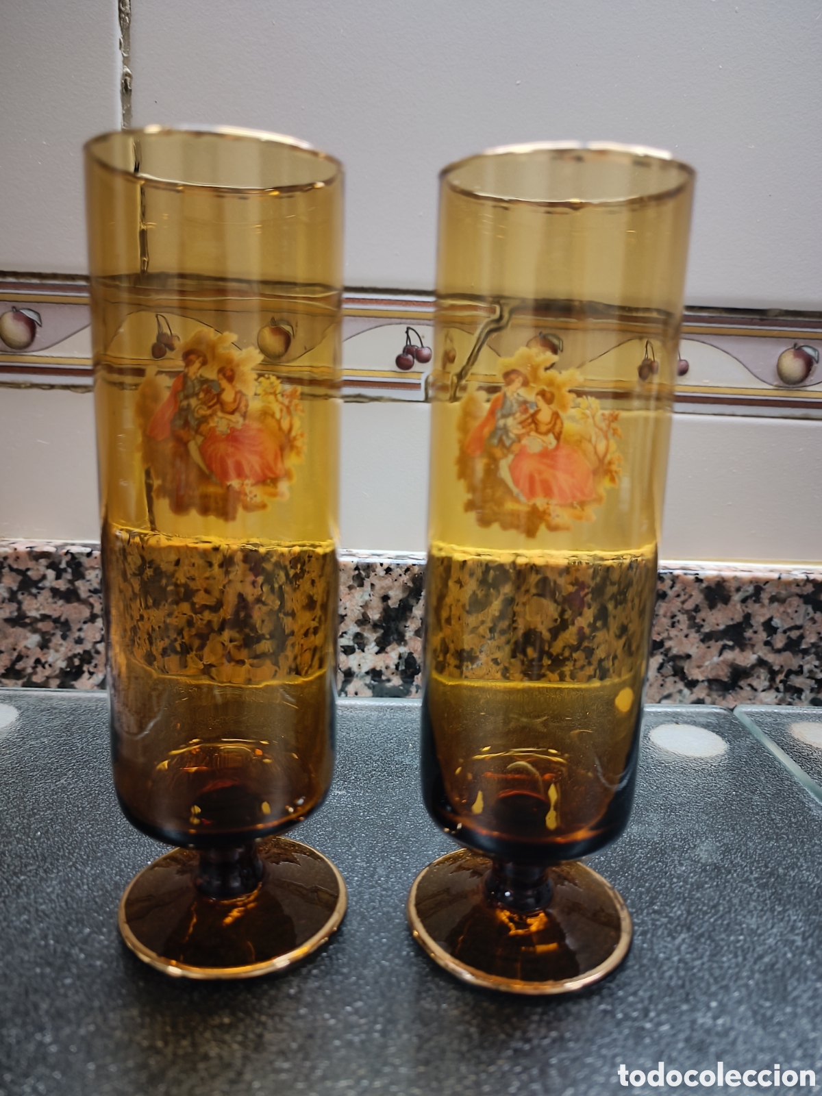 Vintage: Copas o vasos color &aacute;mbar - Foto 2