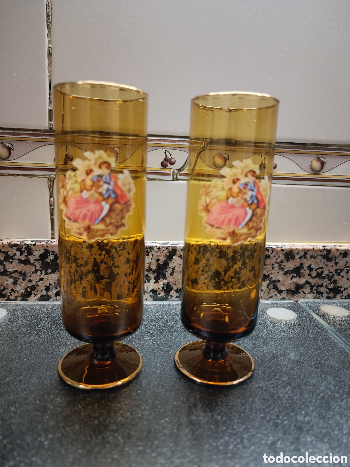 Vintage: Copas o vasos color &aacute;mbar - Foto 1