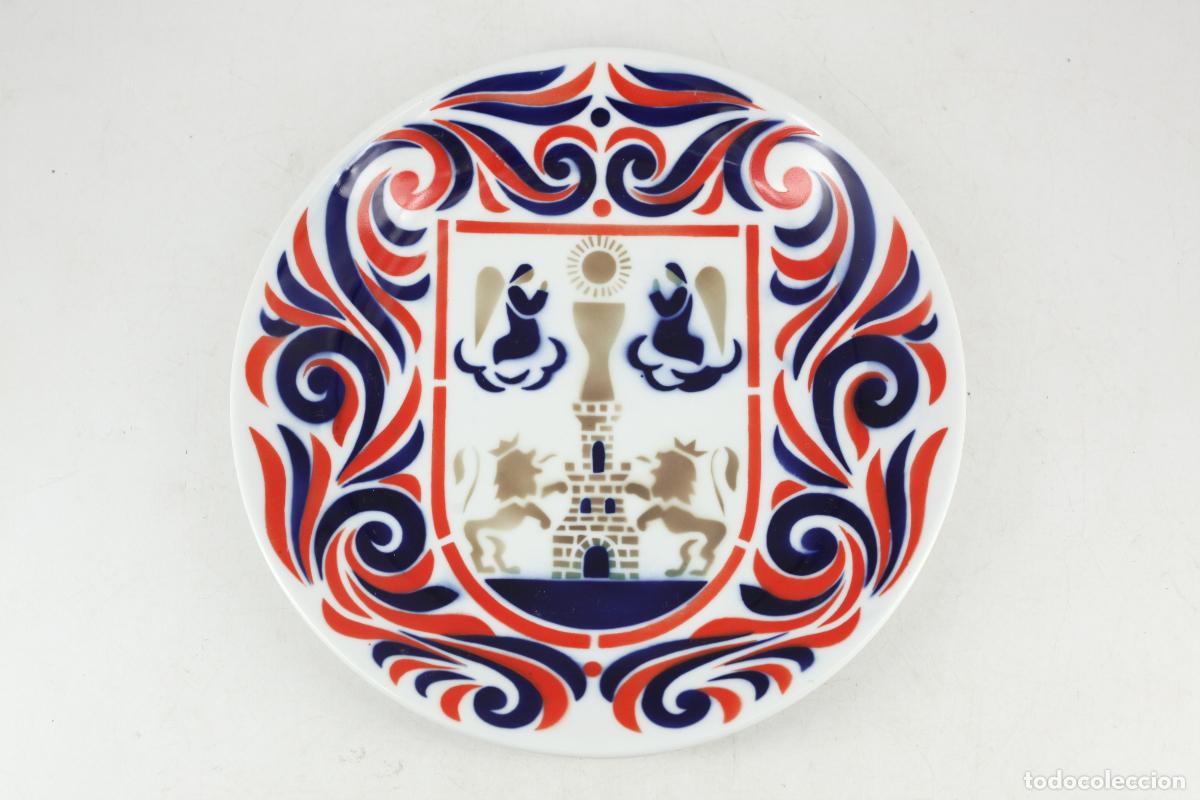 Vintage: plato decorativo ceramica Sargadelos Galicia blanco azul naranja