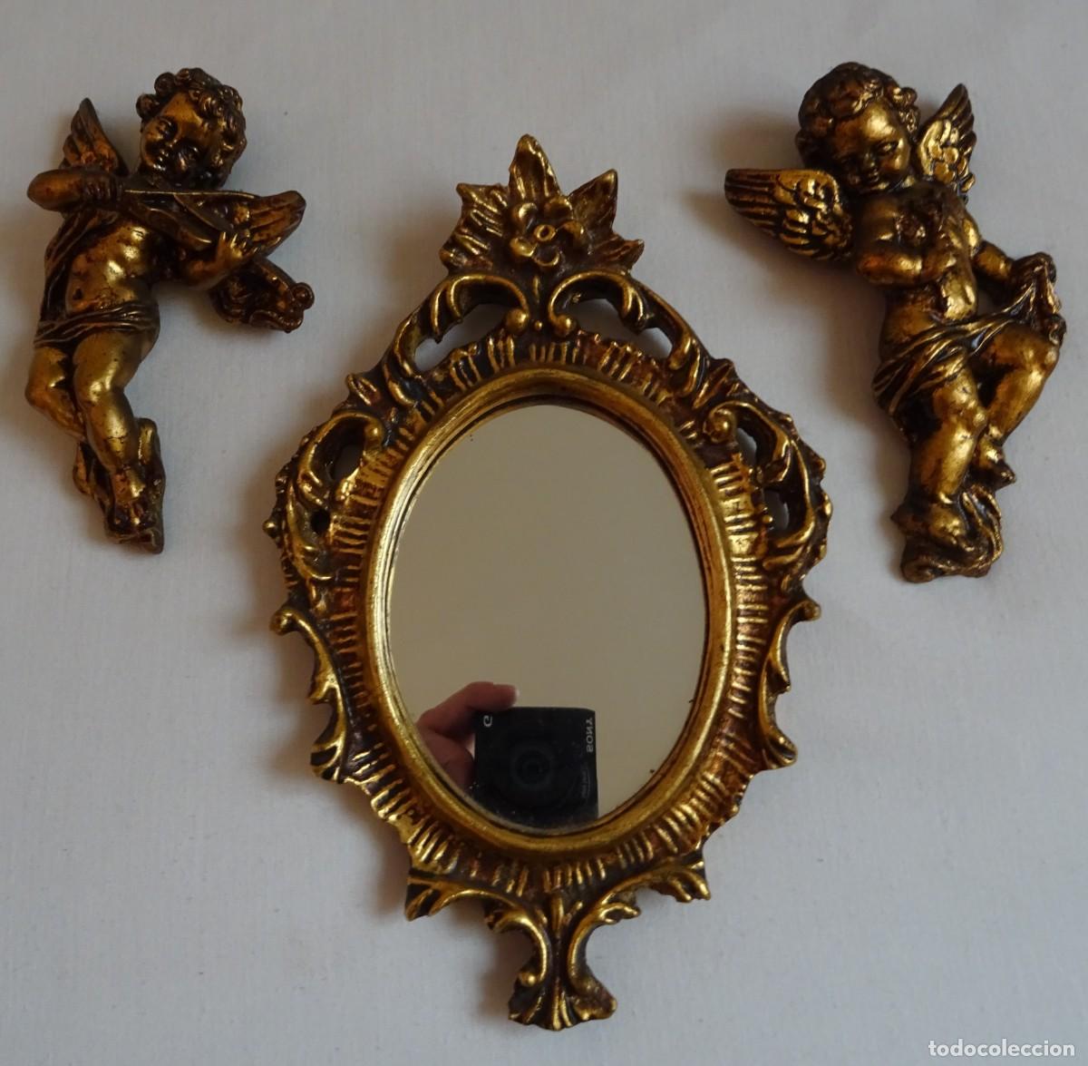 Vintage: Conjunto de espejo y amorcillos - Foto 1