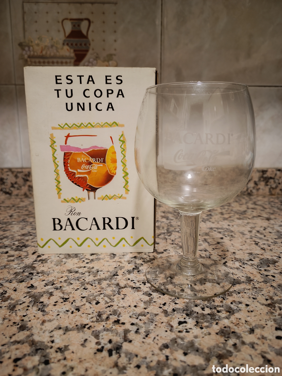 Vintage: Copa de cristal de Coca-Cola y Bacardi - Foto 1