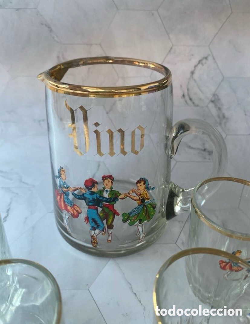 Vintage: Set de jarra y vasitos de Vino - Foto 2