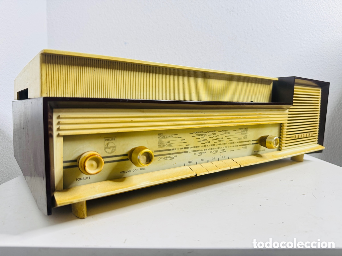 Vintage: Philips Radio Tocadiscos V&aacute;lvulas H3F08A 1960 TUBES LAMPES Para Restaurar - Foto 6
