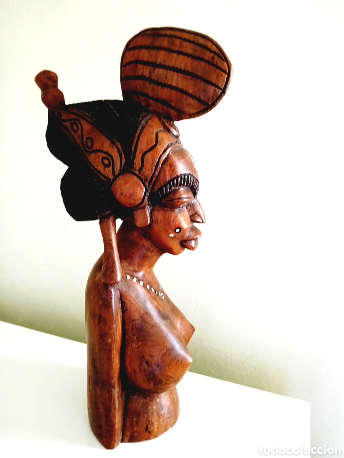 Vintage: Busto mujer africana teca - Foto 2