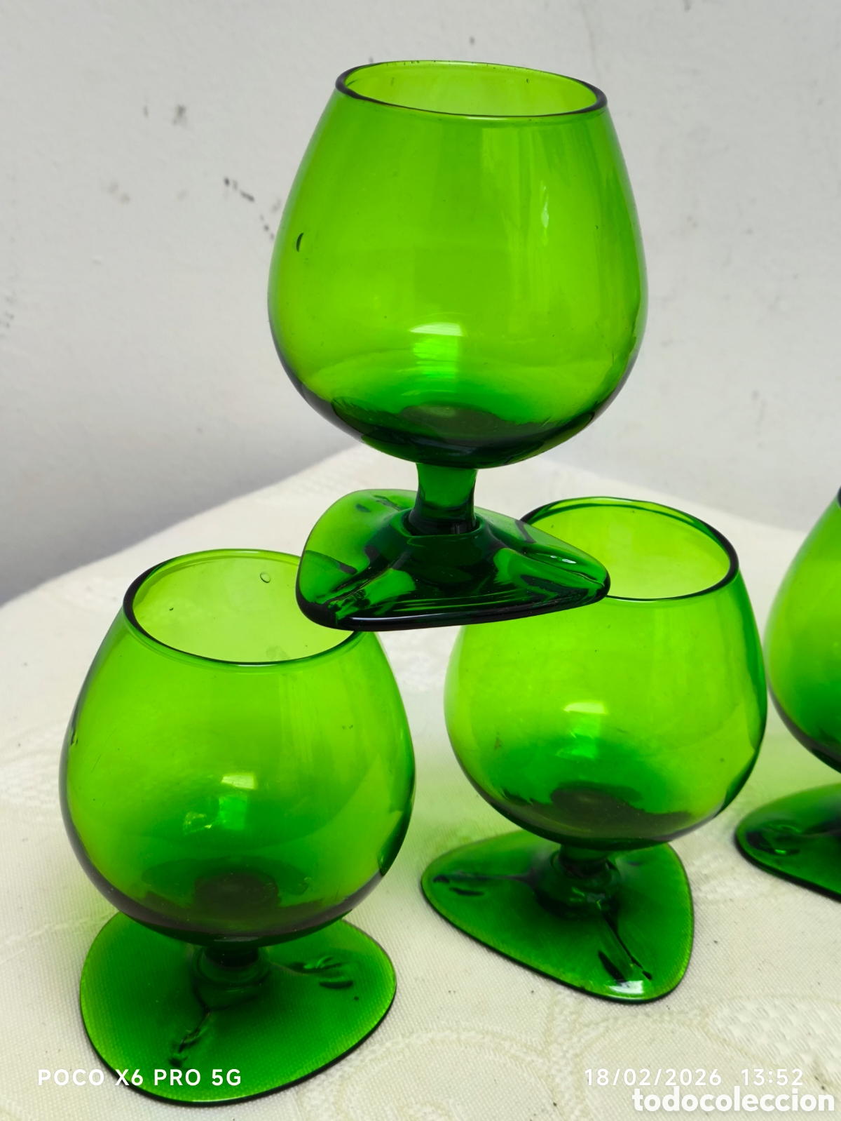 Vintage: Copas de cristal vintage verde - Foto 2