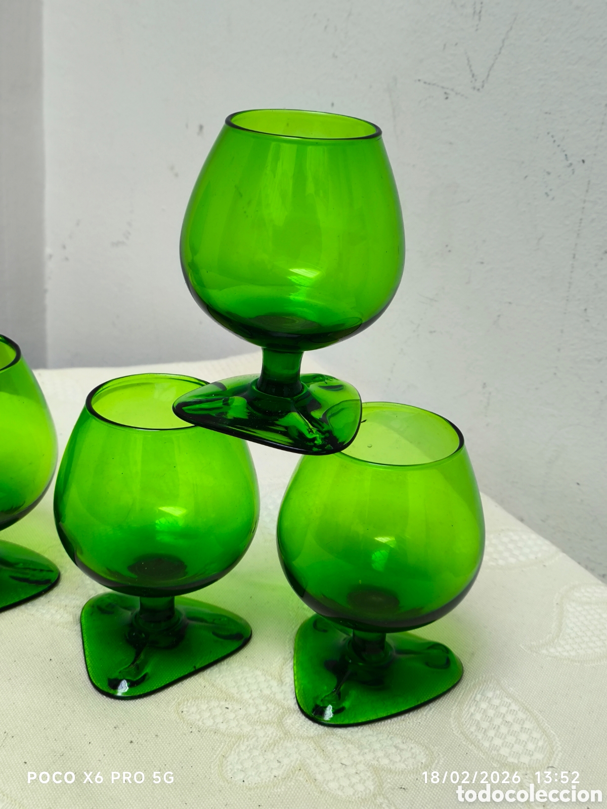 Vintage: Copas de cristal vintage verde - Foto 3