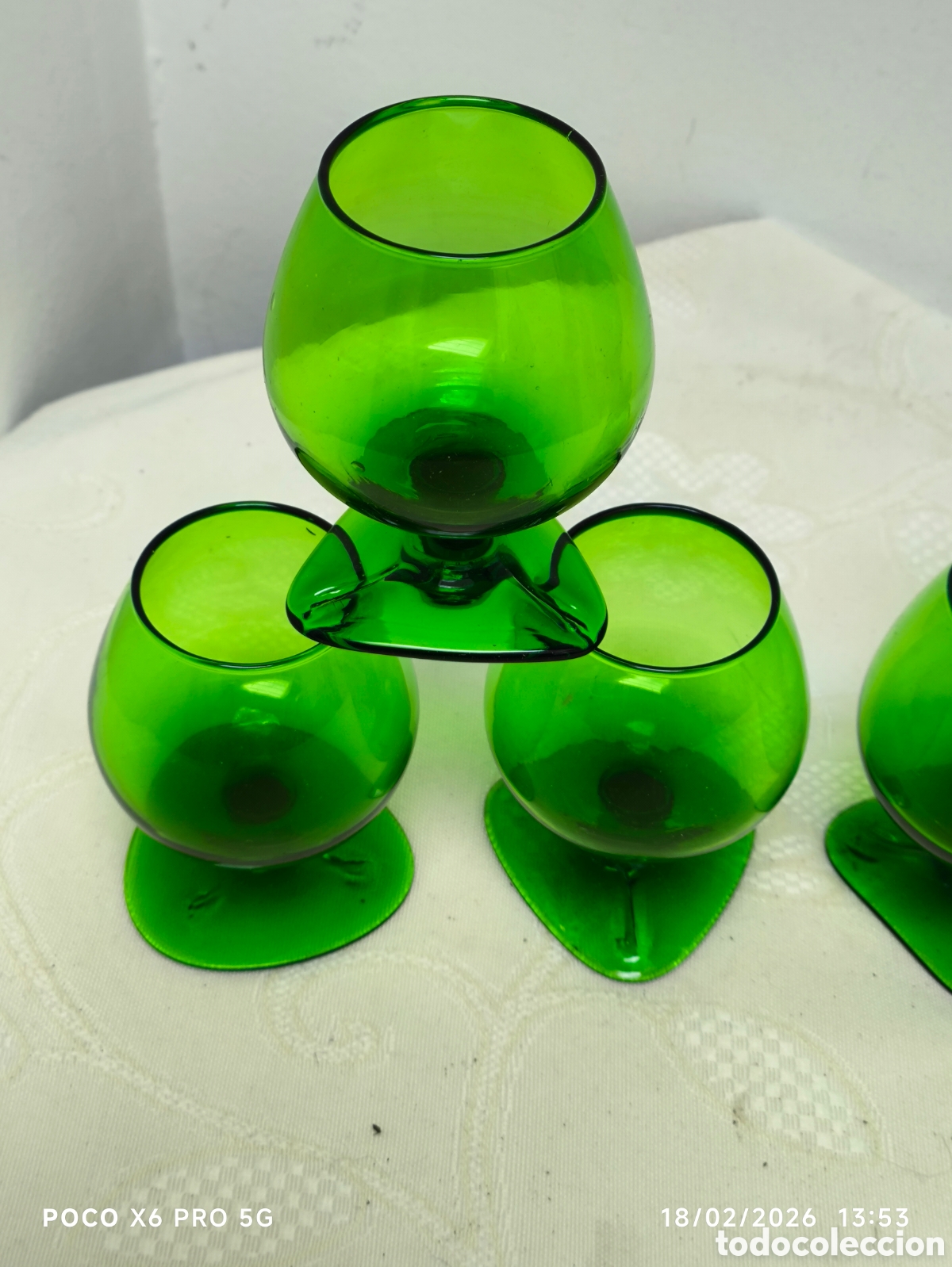 Vintage: Copas de cristal vintage verde - Foto 4