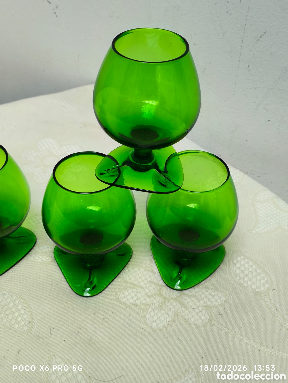 Vintage: Copas de cristal vintage verde - Foto 5