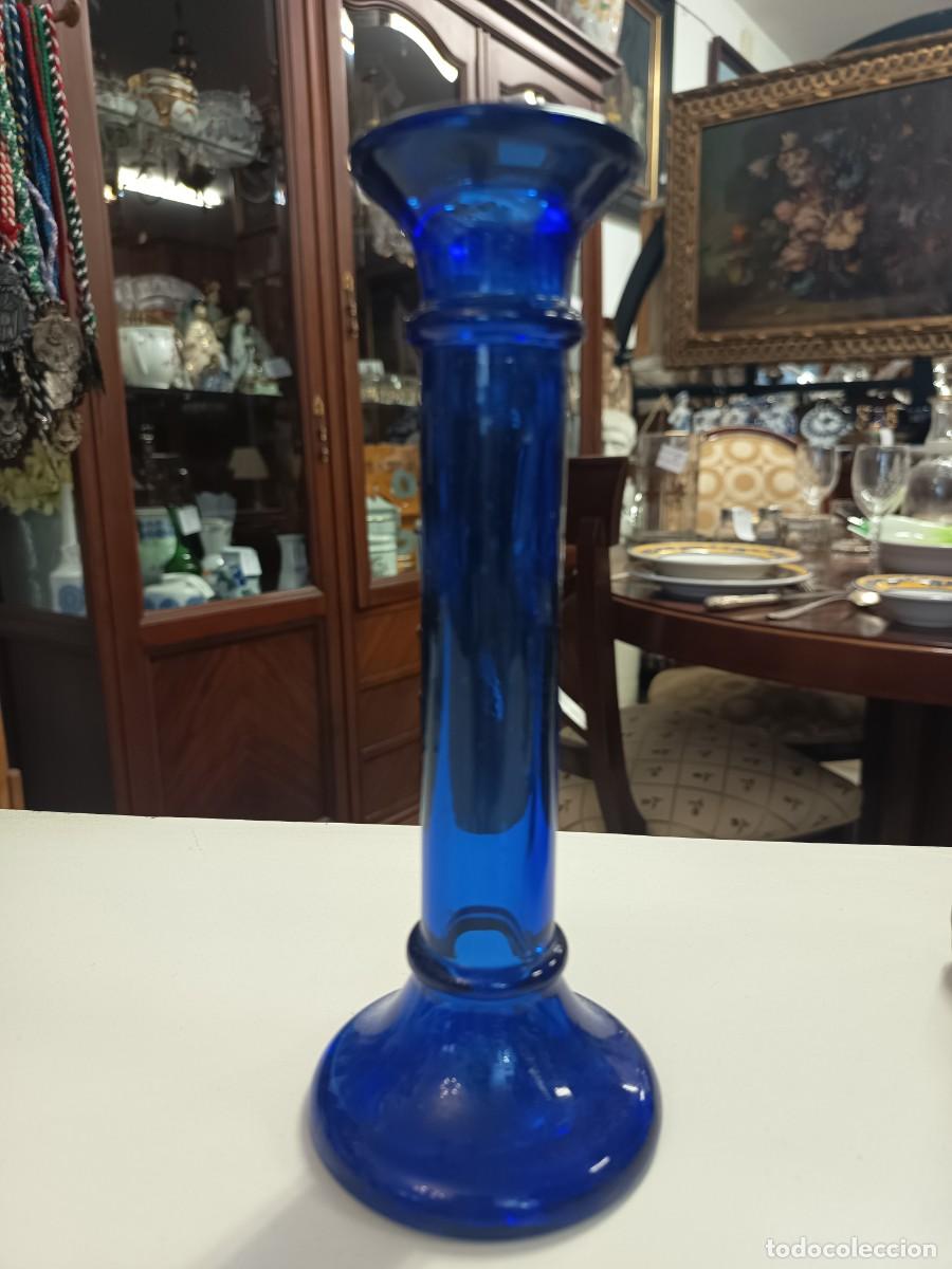 Vintage: Portavelas Cristal Azul - Foto 2