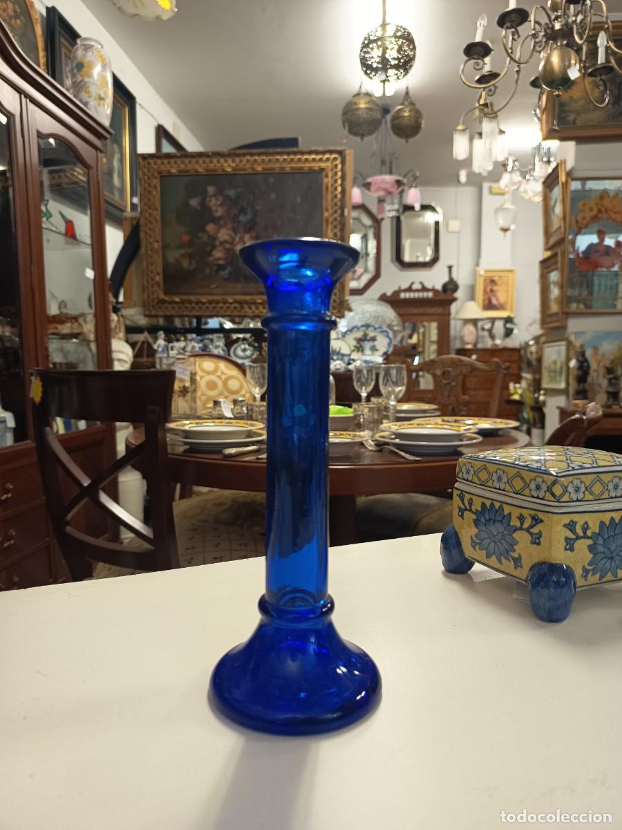 Vintage: Portavelas Cristal Azul - Foto 5