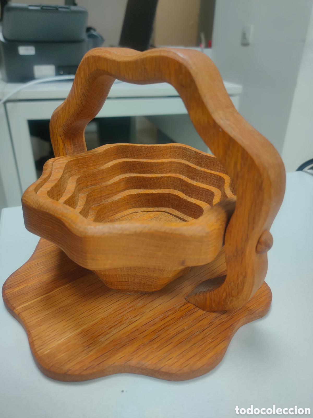 Vintage: Cesta de madera maciza vintage - Foto 3