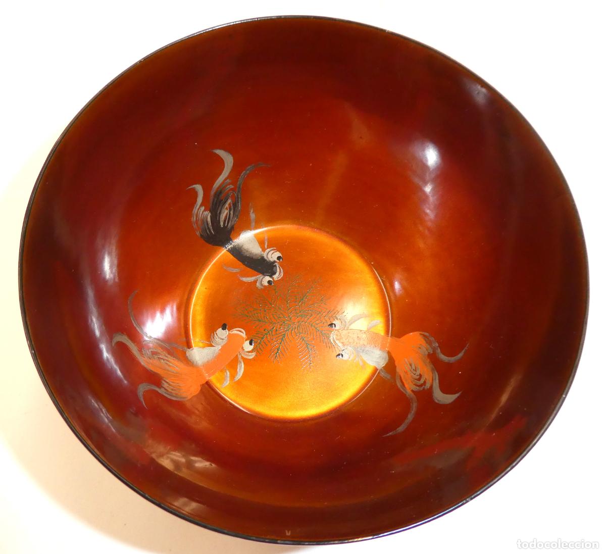 Vintage: CUENCO BOL DE LACA ORIENTAL PINTADO A MANO DE FOOCHOW - Foto 2