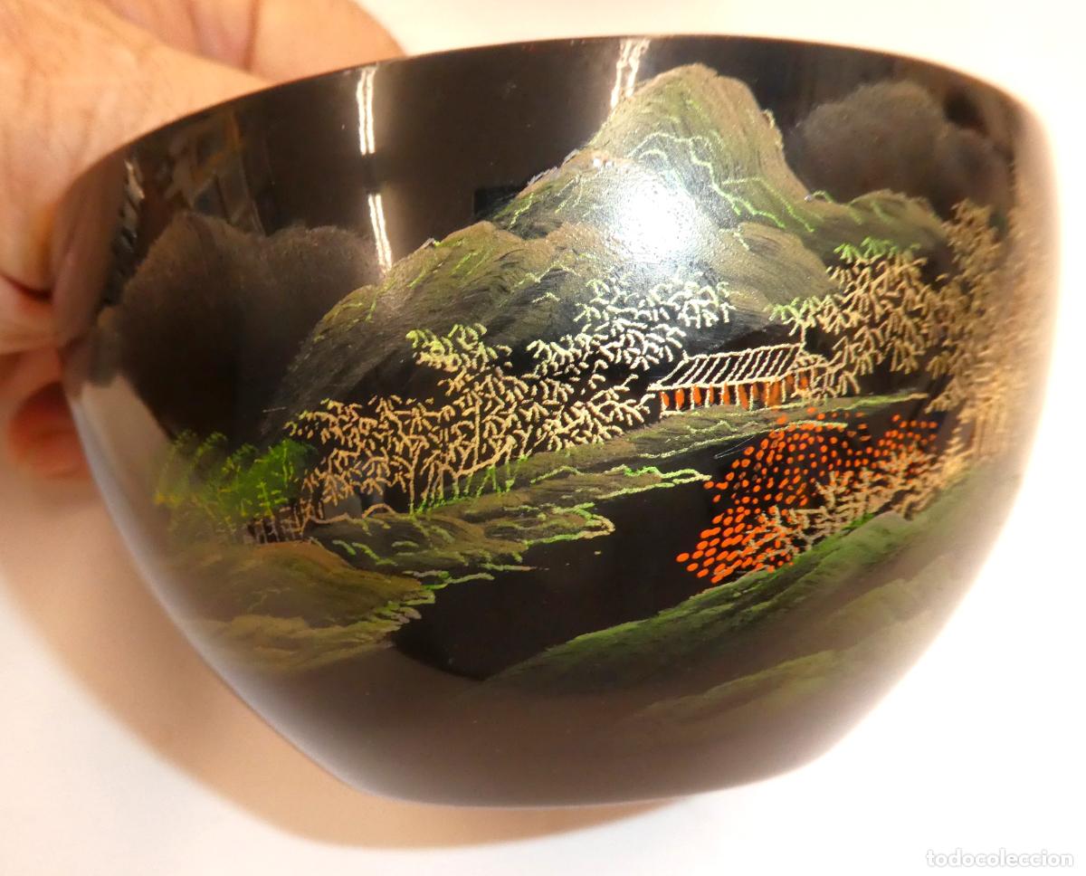 Vintage: CUENCO BOL DE LACA ORIENTAL PINTADO A MANO DE FOOCHOW - Foto 1