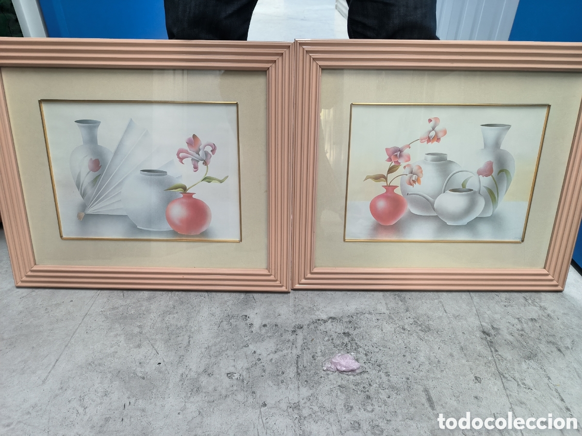 Vintage: 2 cuadros bodegones enmarcados - Foto 1