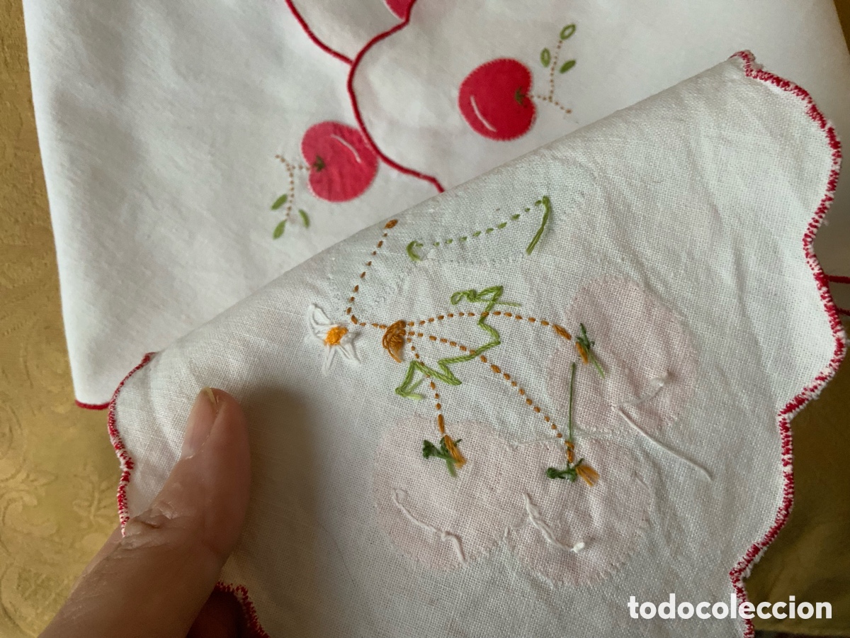 Vintage: PA&Ntilde;ITO PARA PANERA CON CEREZAS - Foto 4