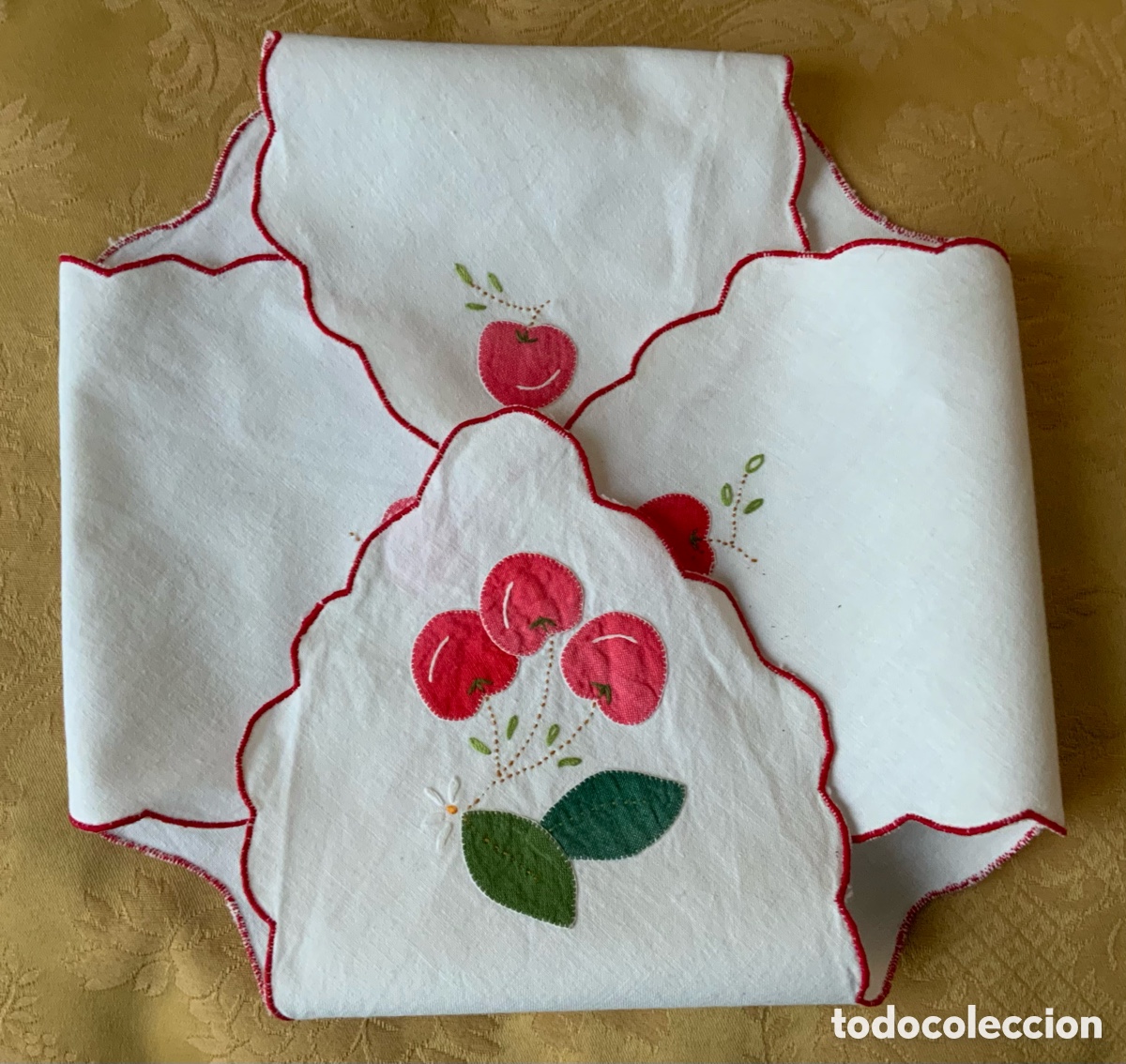 Vintage: PA&Ntilde;ITO PARA PANERA CON CEREZAS - Foto 1