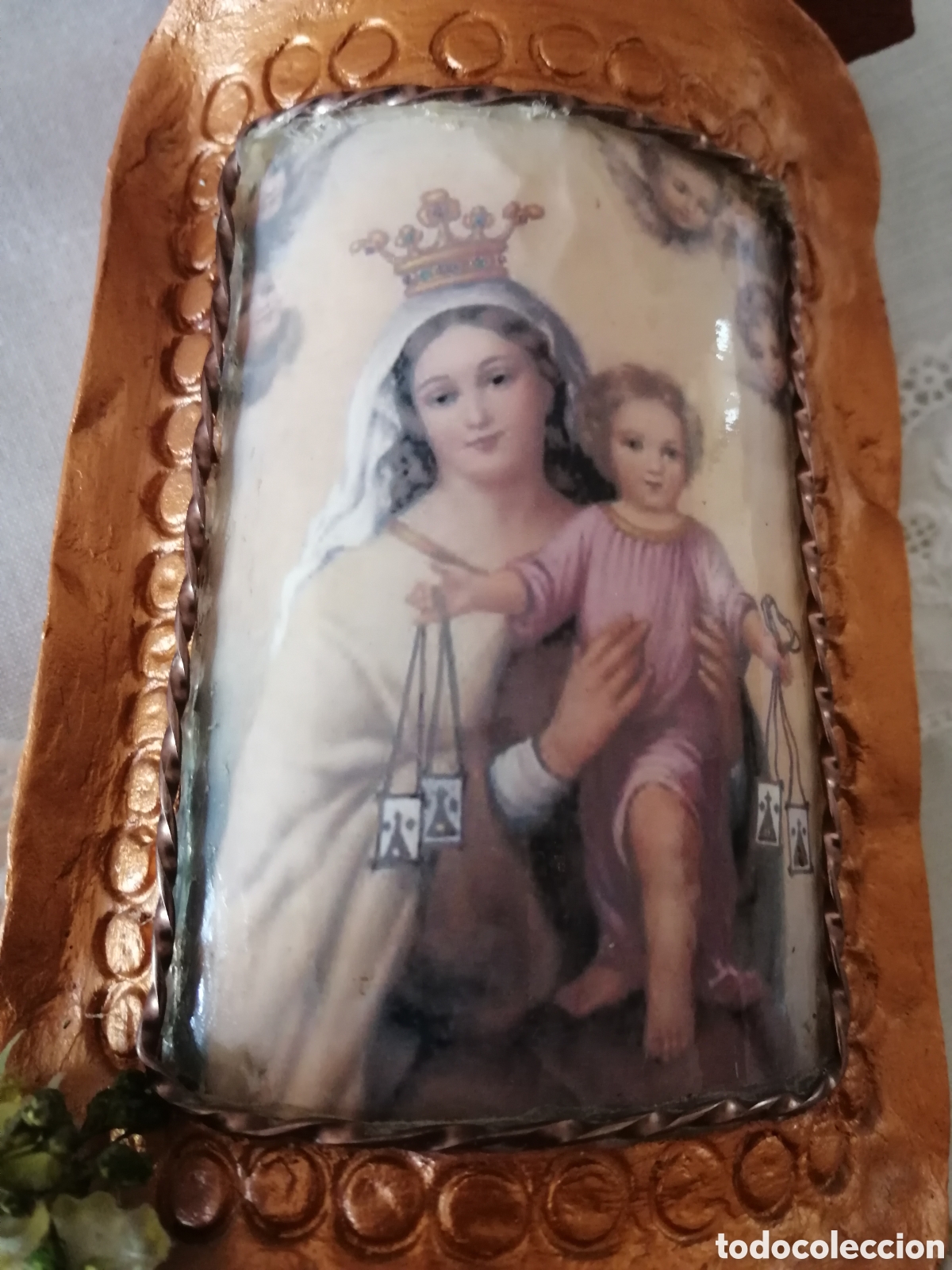 Vintage: Teja decorada Virgen del Carmen - Foto 2