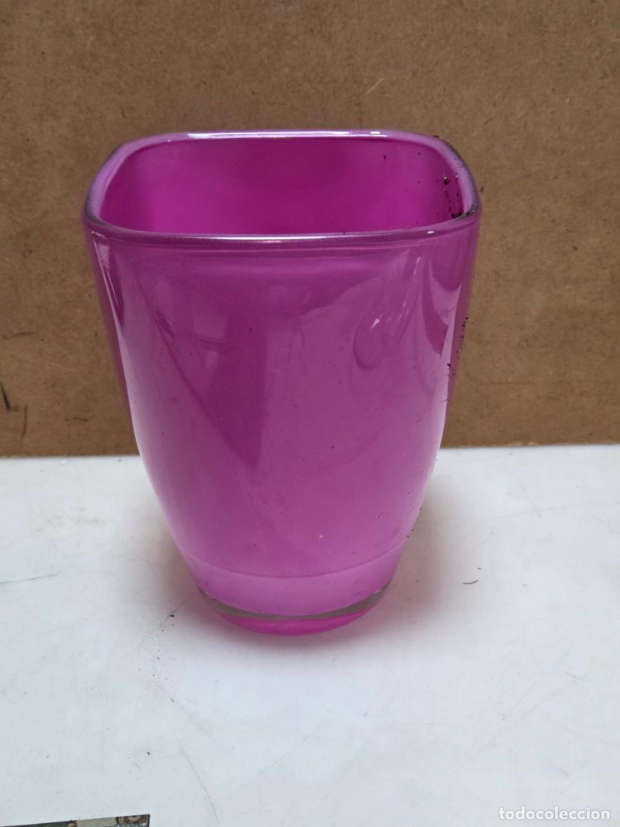 Vintage: maceta de cristal rosa vintage - Foto 1