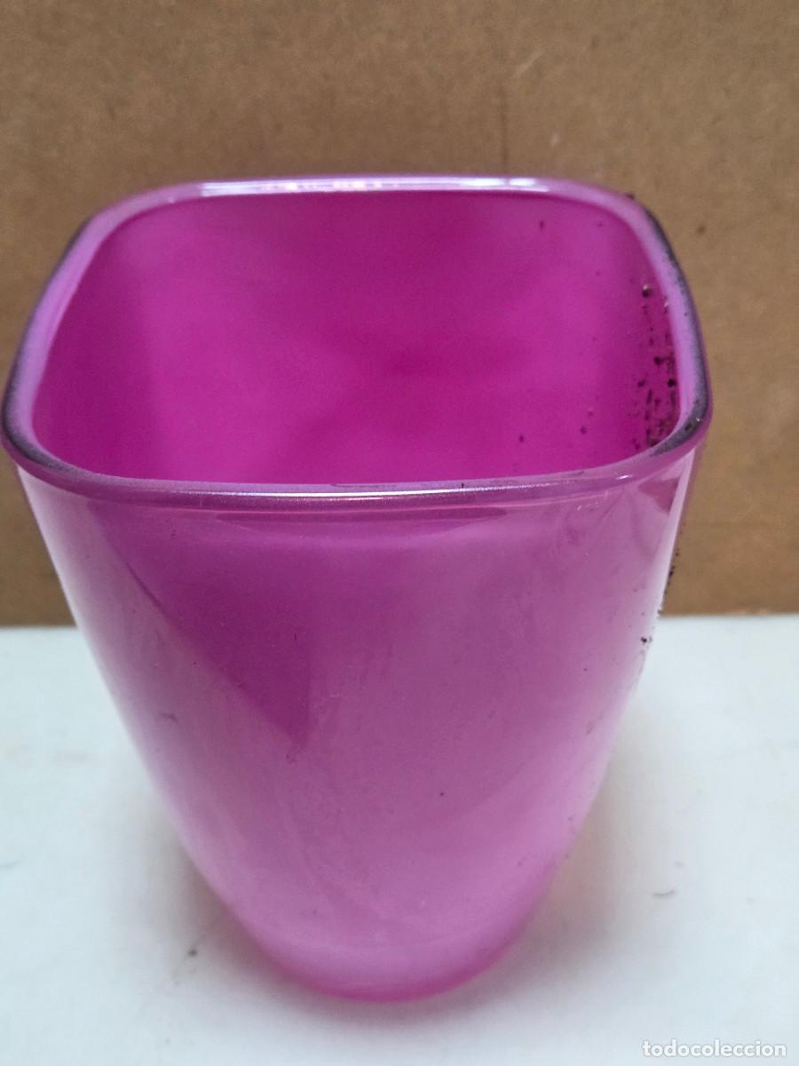 Vintage: maceta de cristal rosa vintage - Foto 2