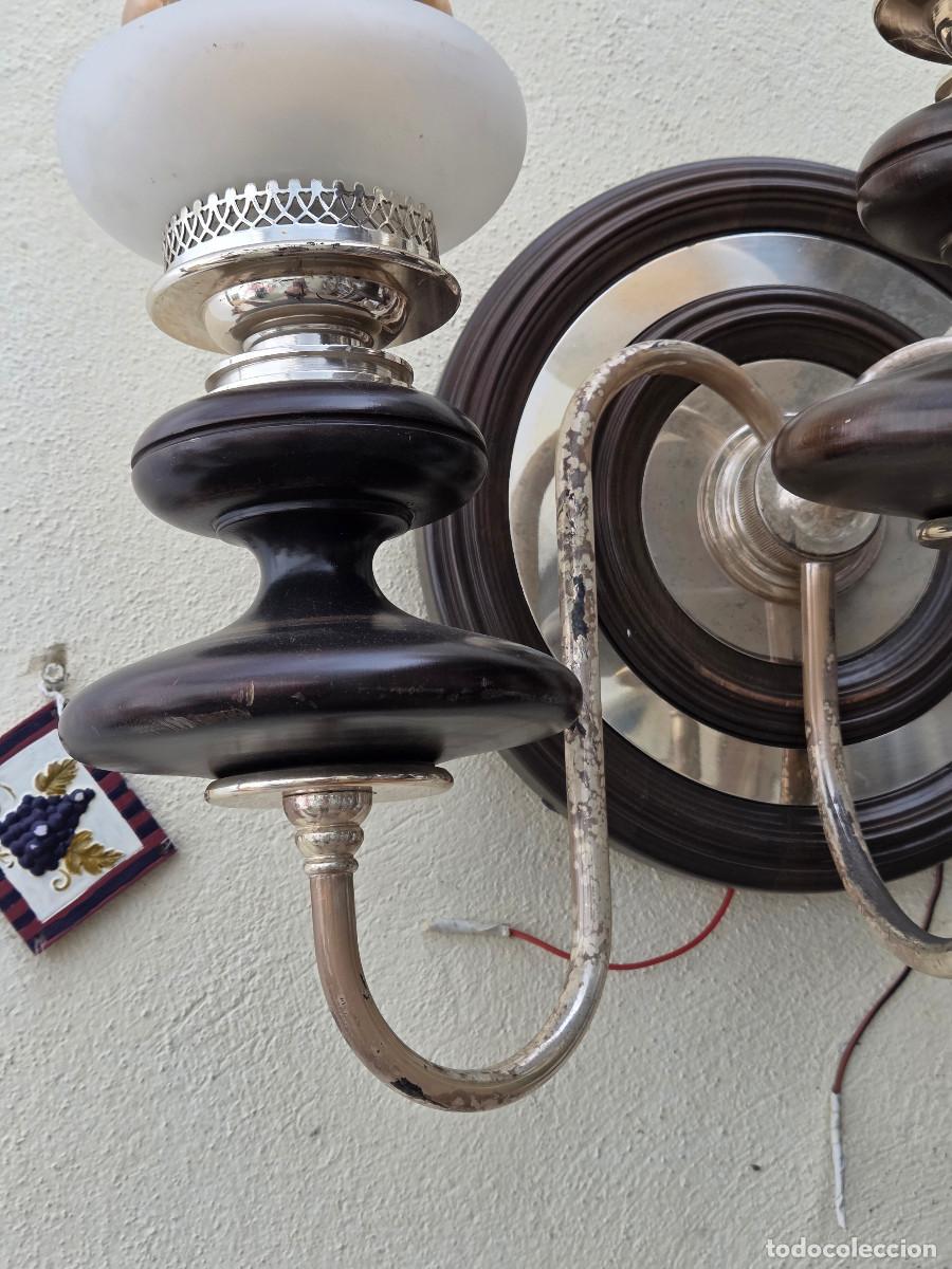 Vintage: aplique de pared alpaca y madera - Foto 3