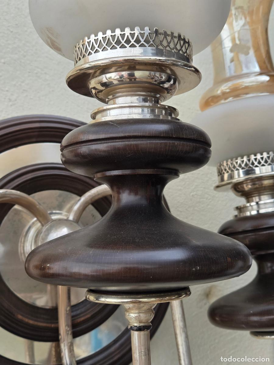 Vintage: aplique de pared alpaca y madera - Foto 6