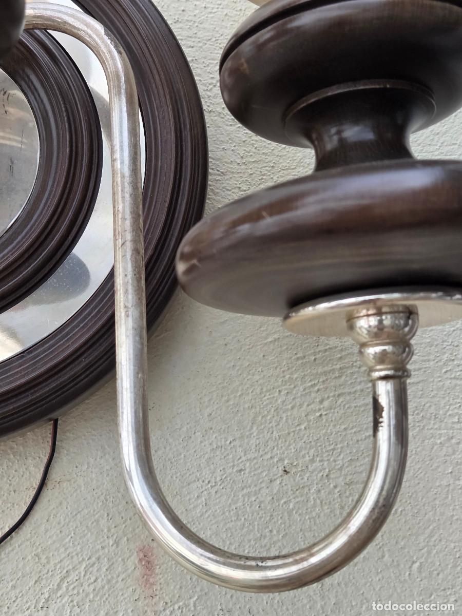 Vintage: aplique de pared alpaca y madera - Foto 8