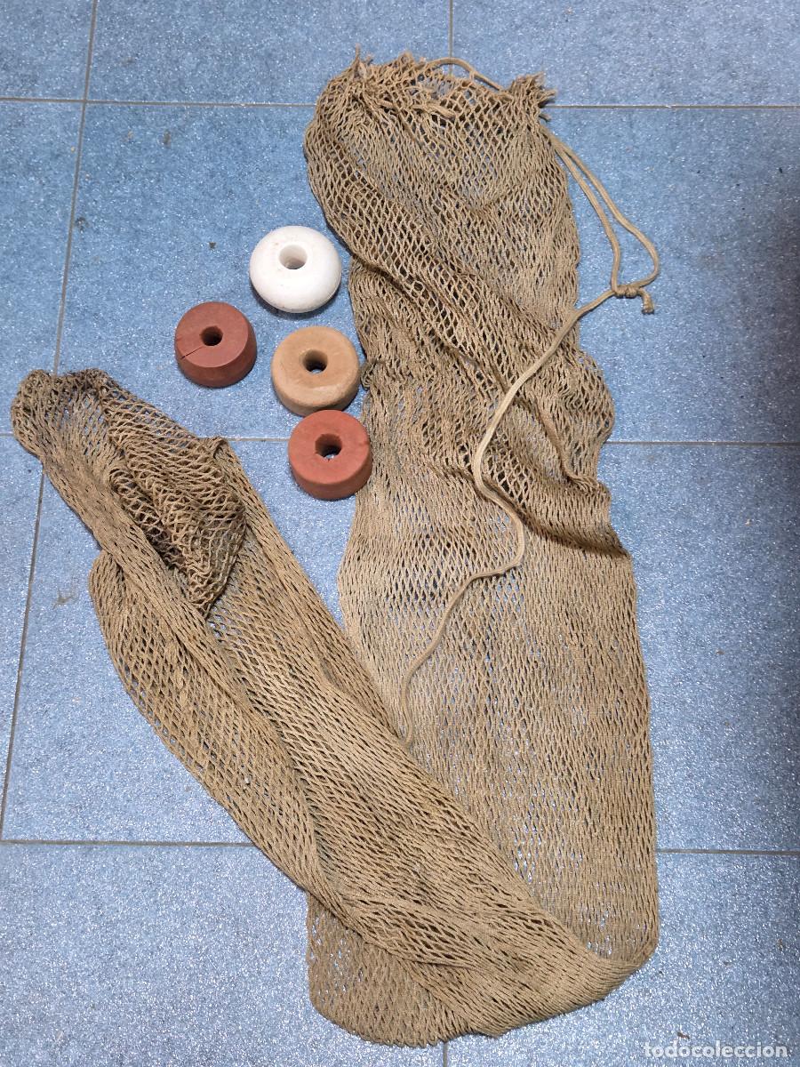 Vintage: red de pescar con corchos - Foto 1