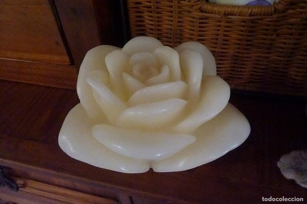 Vintage: Rosa, flor de cera con luz - Foto 2