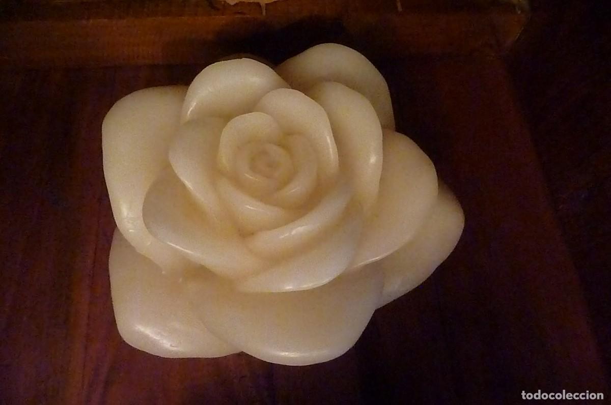 Vintage: Rosa, flor de cera con luz - Foto 3