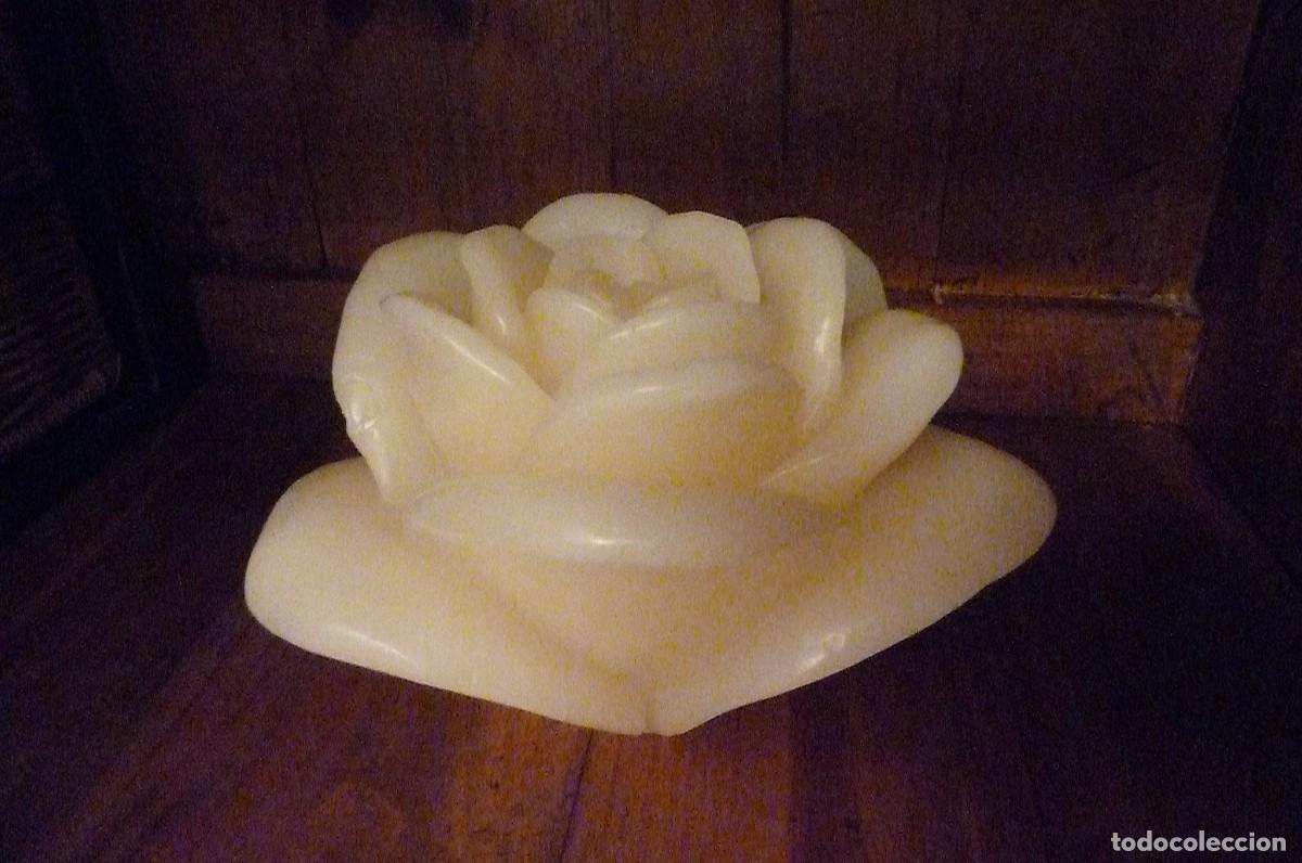 Vintage: Rosa, flor de cera con luz - Foto 4
