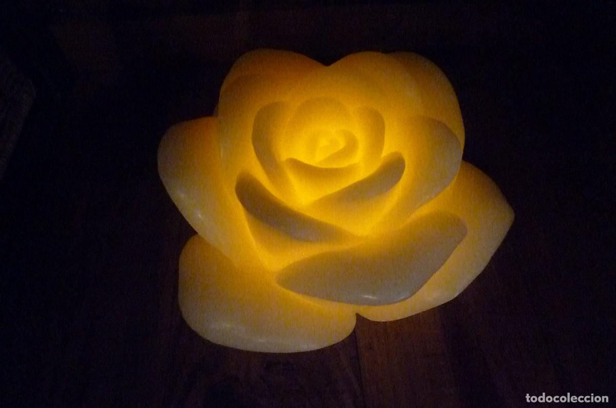 Vintage: Rosa, flor de cera con luz - Foto 1