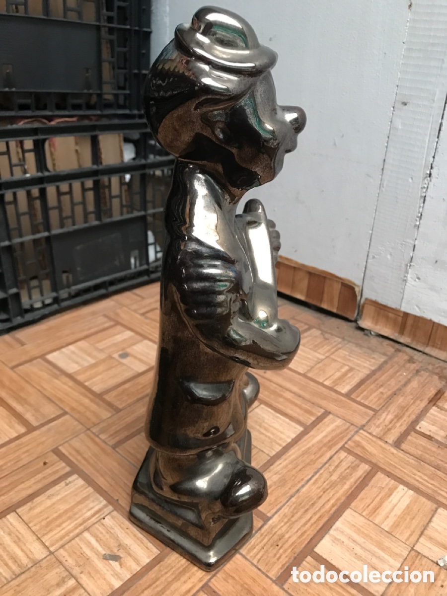 Vintage: Payaso de cer&aacute;mica. Esmalte negro. - Foto 4