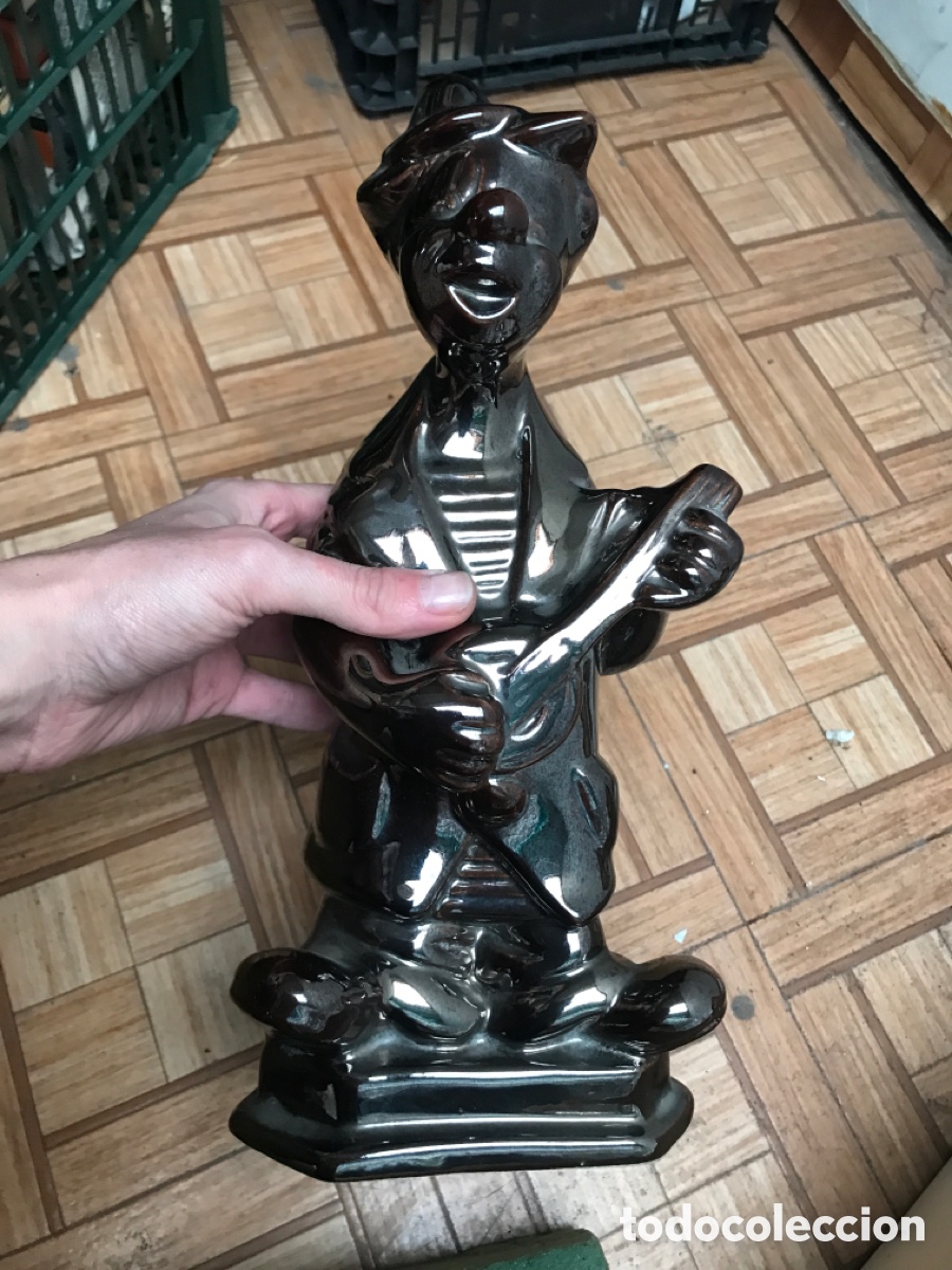 Vintage: Payaso de cer&aacute;mica. Esmalte negro. - Foto 5