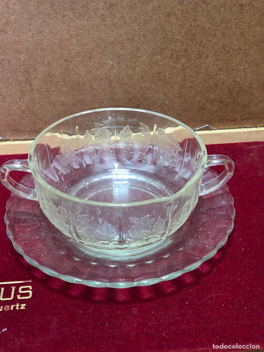 Vintage: tazon y plato de cristal - Foto 1