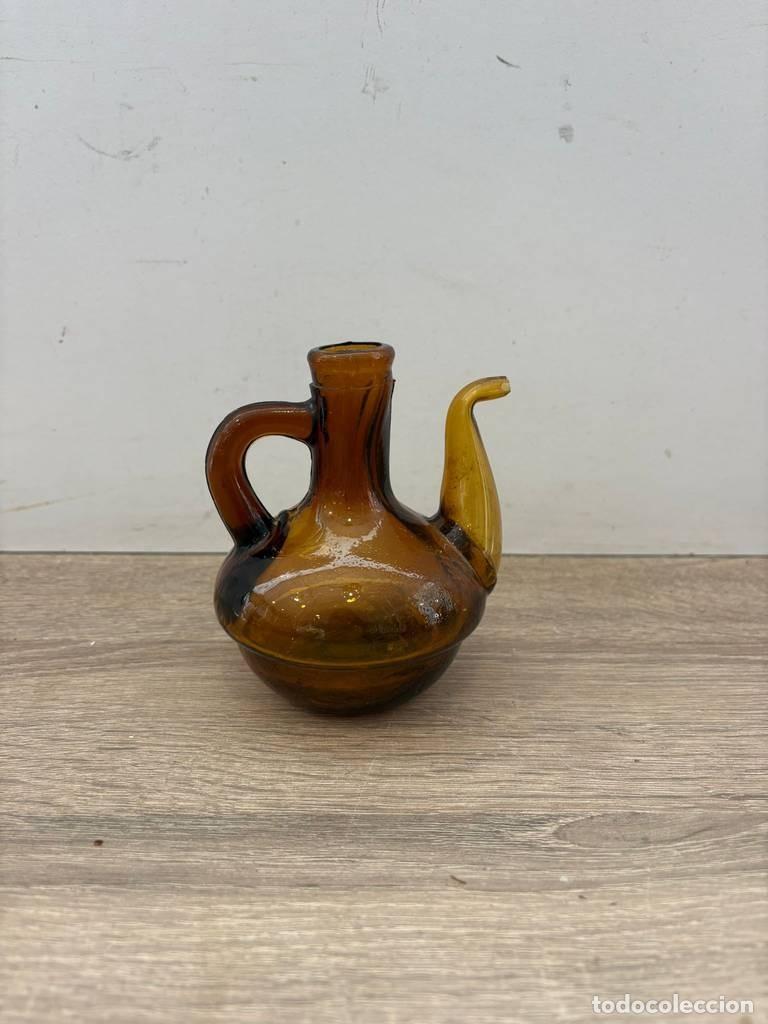 Vintage: ACEITERA DE VIDRIO &Aacute;MBAR - Foto 1