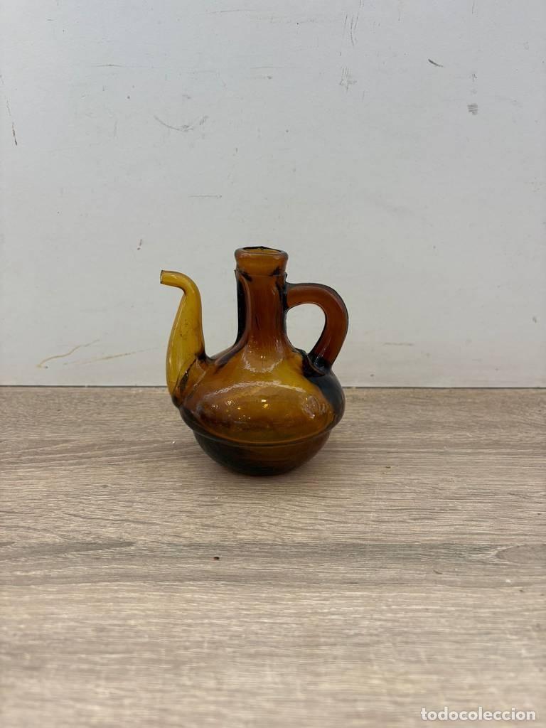 Vintage: ACEITERA DE VIDRIO &Aacute;MBAR - Foto 2