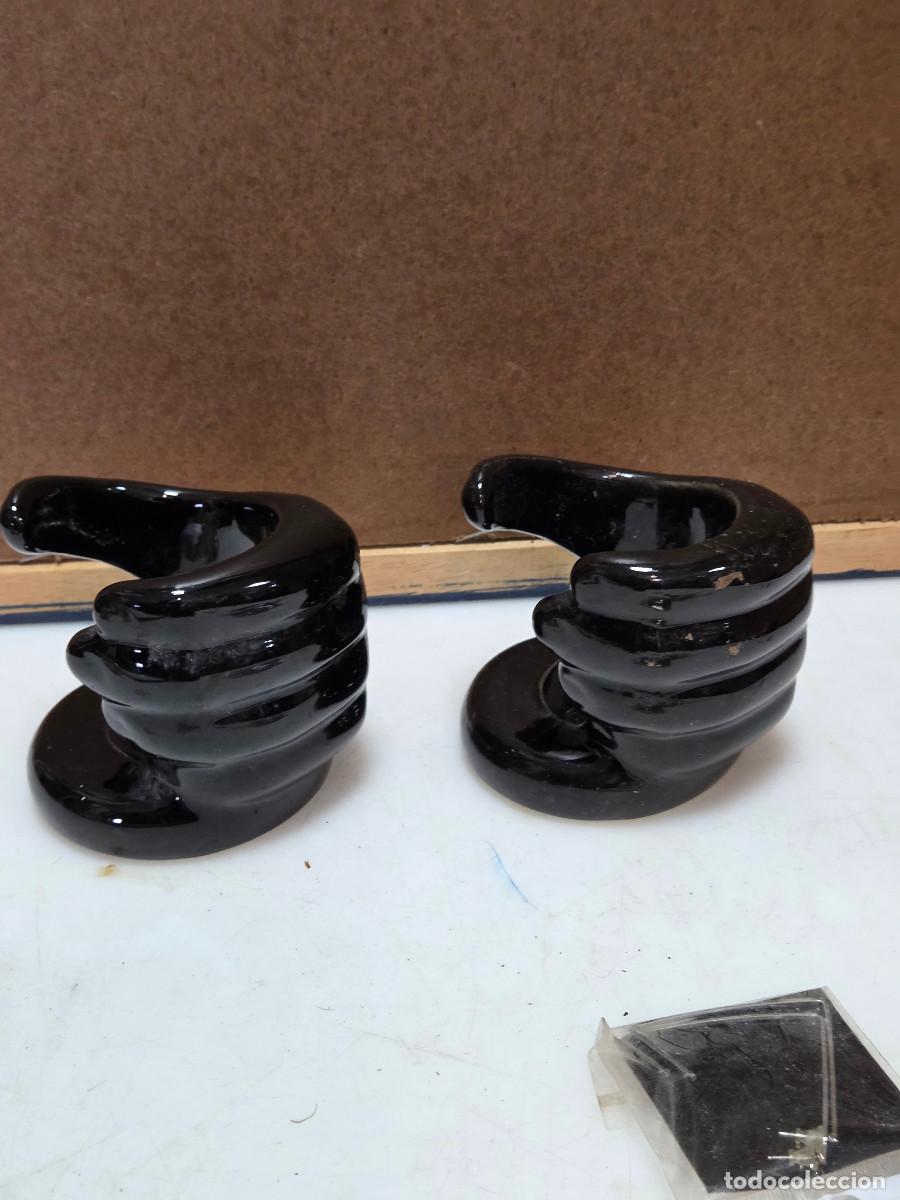 Vintage: 2 velones de ceramica marron - Foto 1