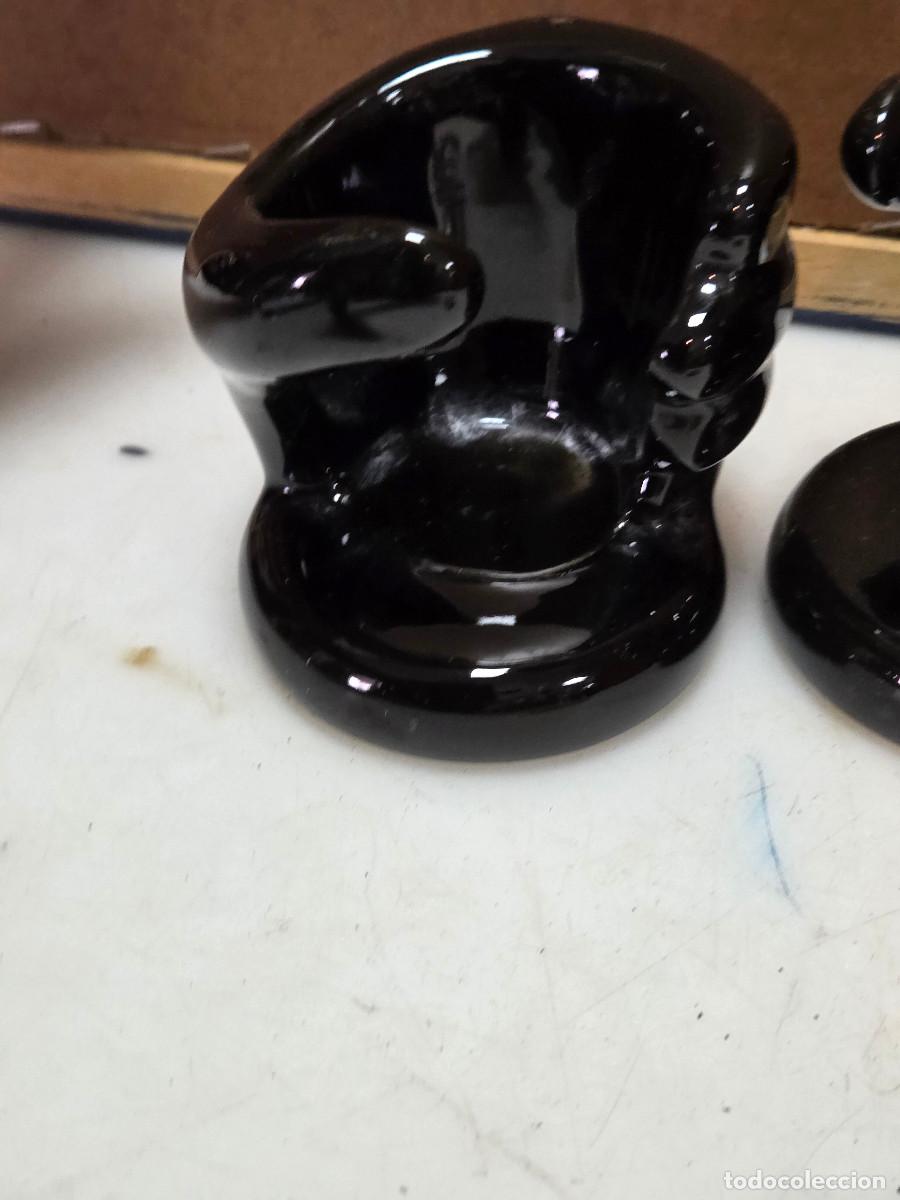 Vintage: 2 velones de ceramica marron - Foto 4