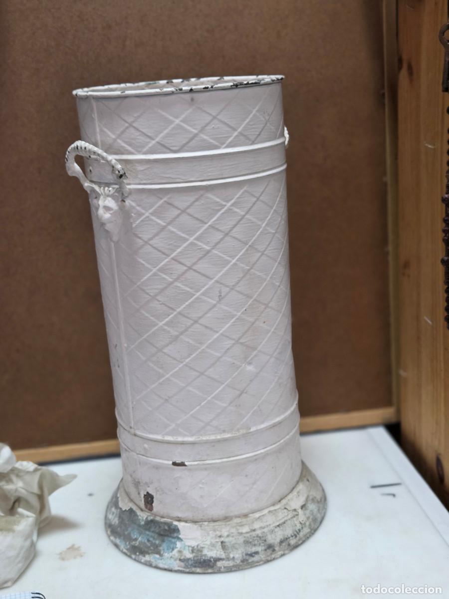 Vintage: paraguero de cobre pintado en blanco - Foto 1