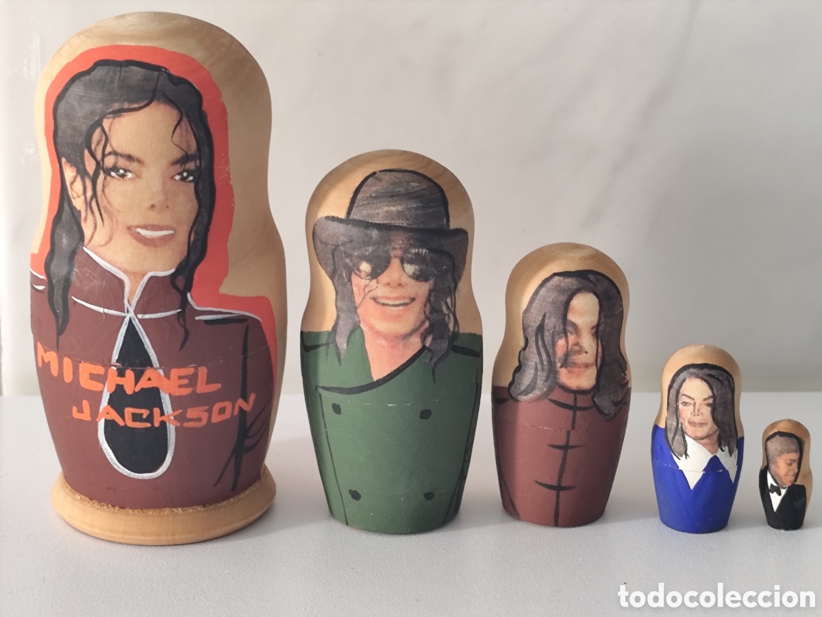 Vintage: MU&Ntilde;ECA RUSA - MATRIOSKA - MICHAEL JACKSON - PINTADA A MANO - Foto 2