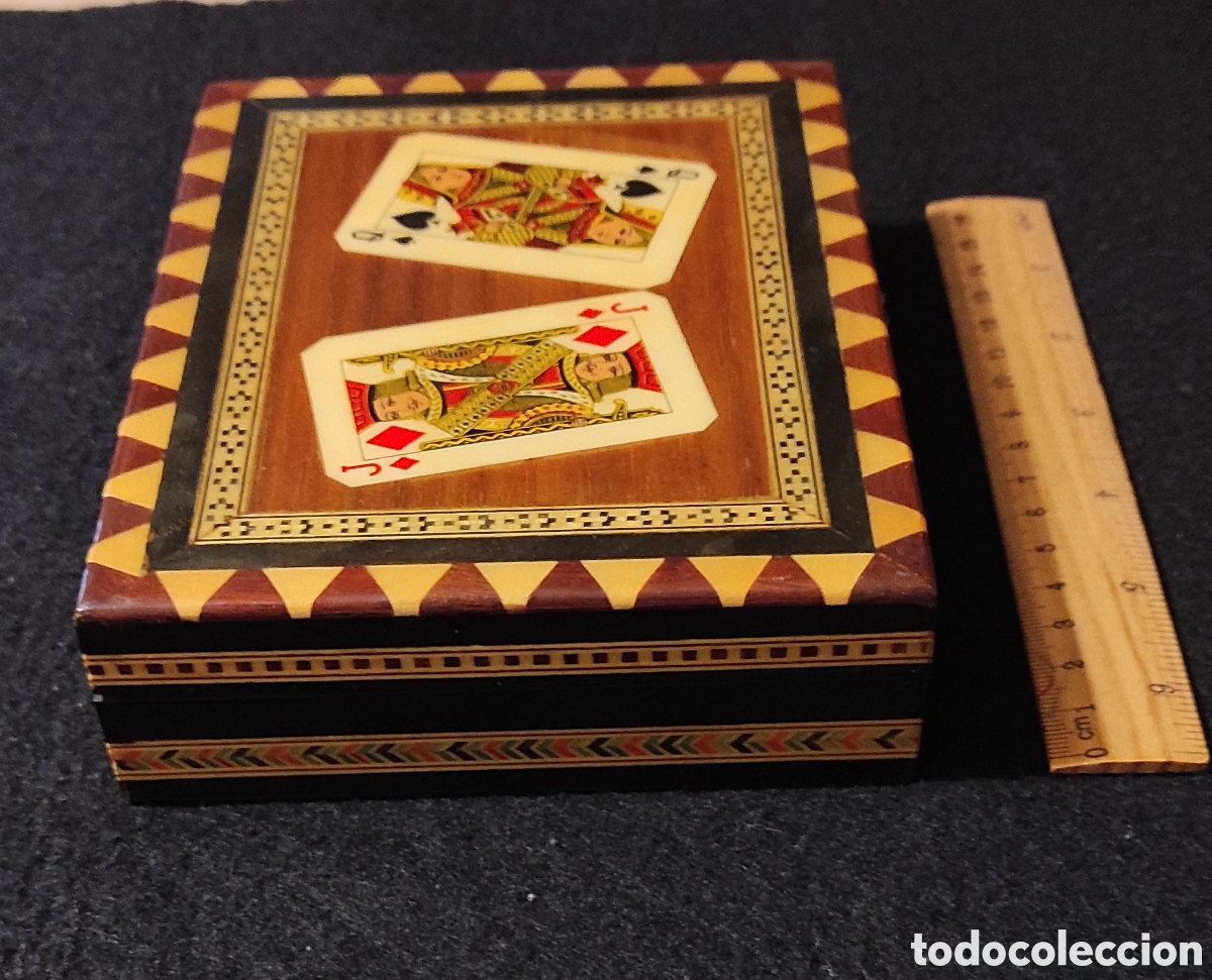 Vintage: Caja de madera para guardar barajas - Foto 4
