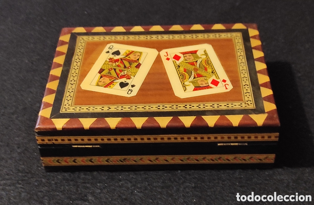 Vintage: Caja de madera para guardar barajas - Foto 5