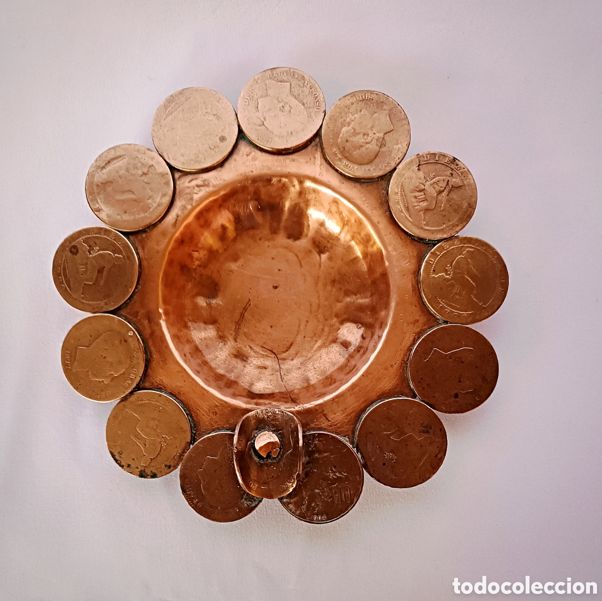 Vintage: Cenicero de monedas de cobre - Foto 3