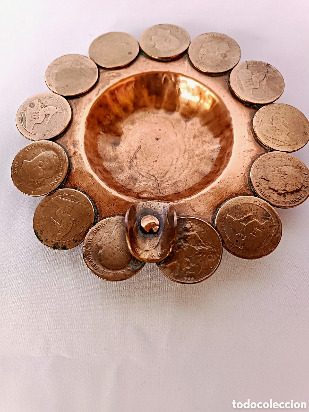 Vintage: Cenicero de monedas de cobre - Foto 1