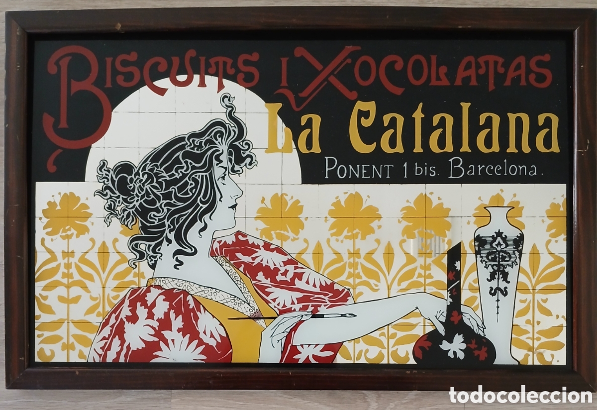 Vintage: Cuadro espejo granja La Catalana - Foto 1