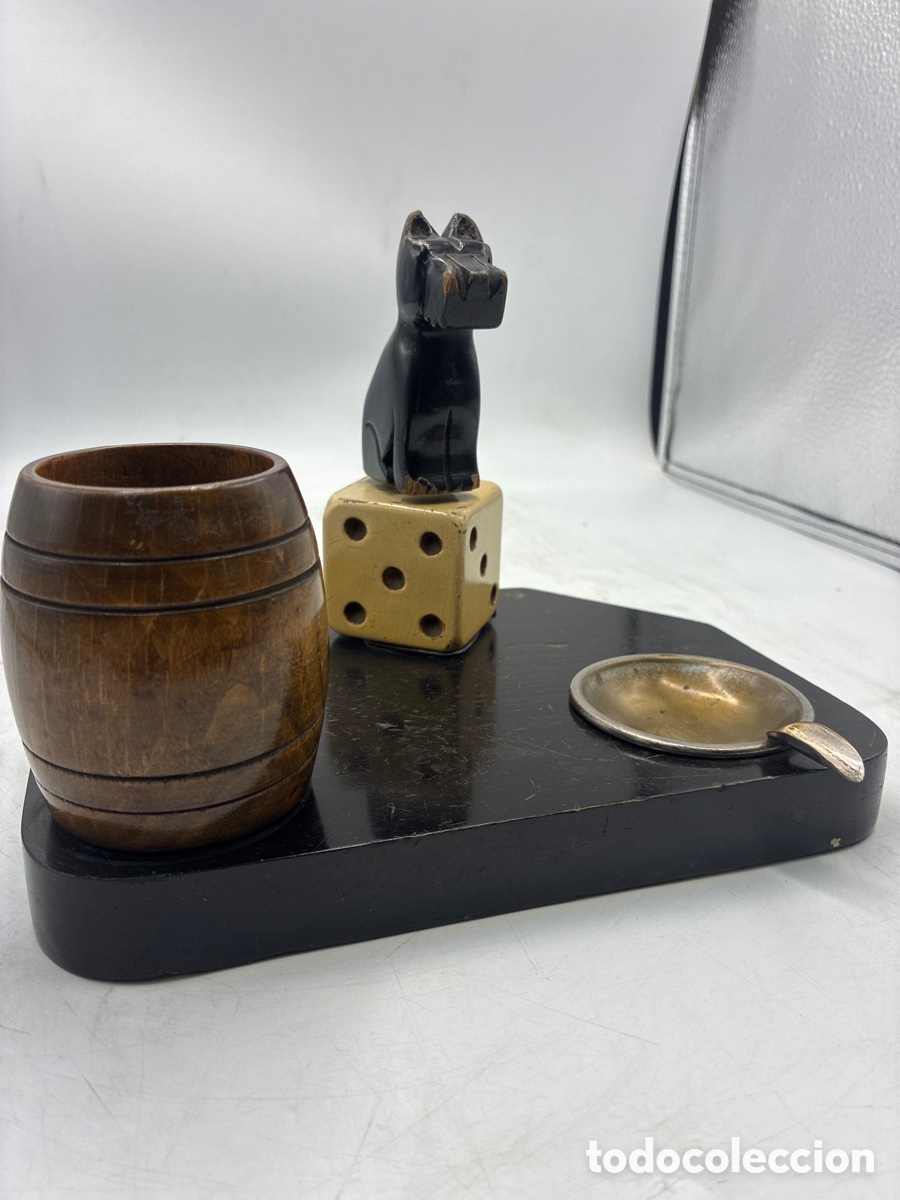 Vintage: Cenicero con portacigarros de madera. - Foto 3