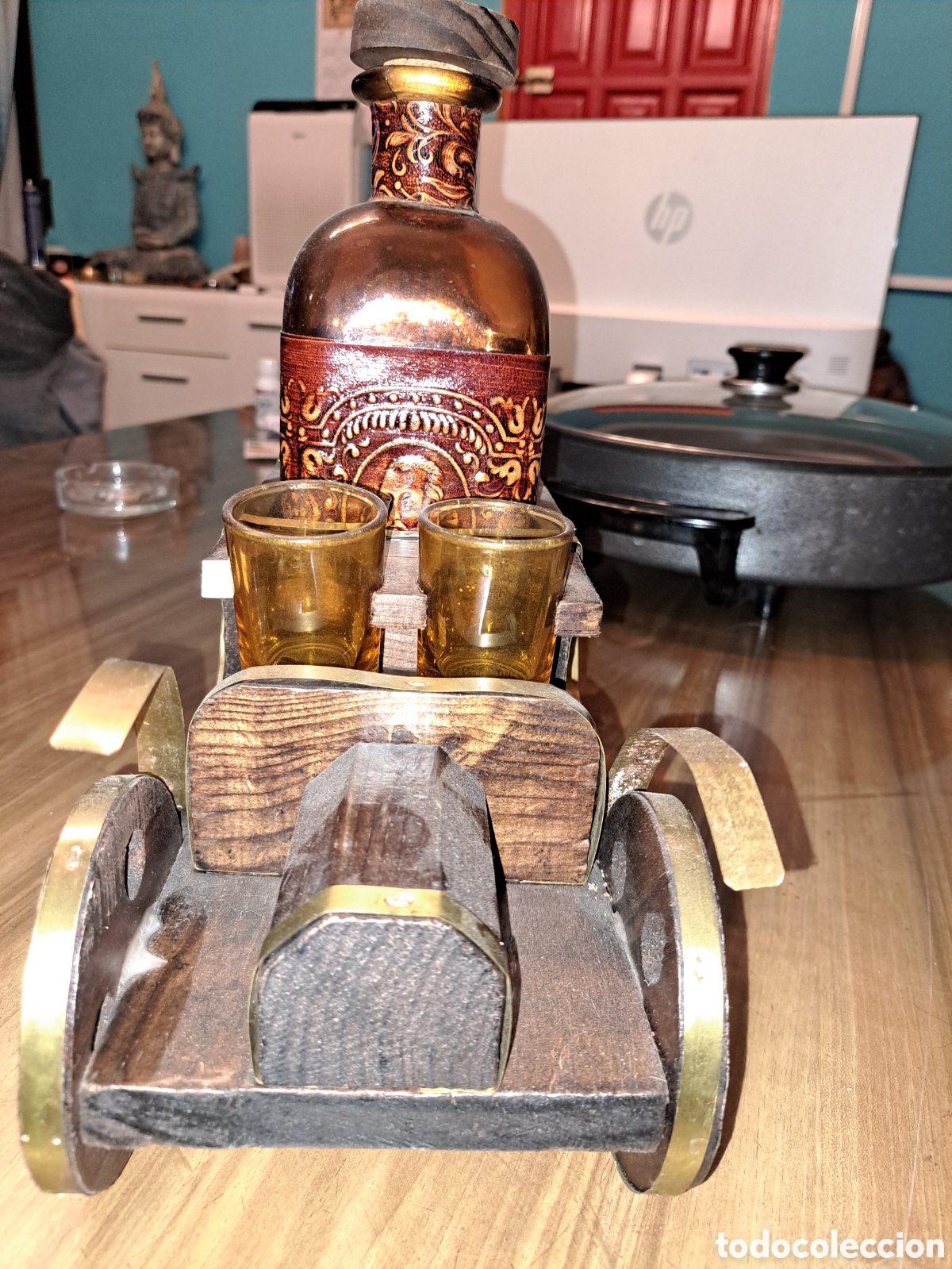 Vintage: Licorera de madera vintage con sus vasos - Foto 5