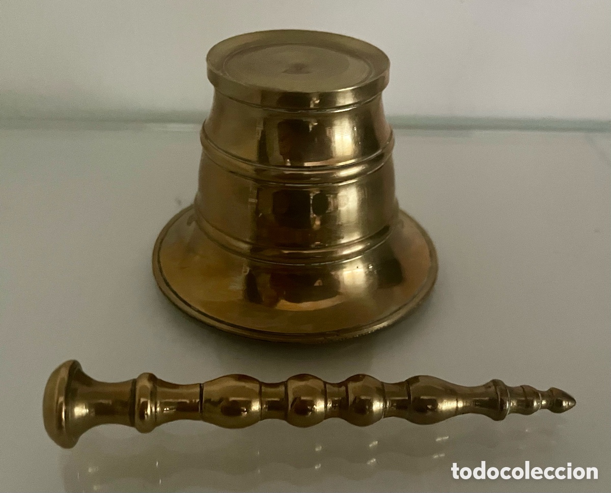 Vintage: Almirez de bronce con mango - Foto 3