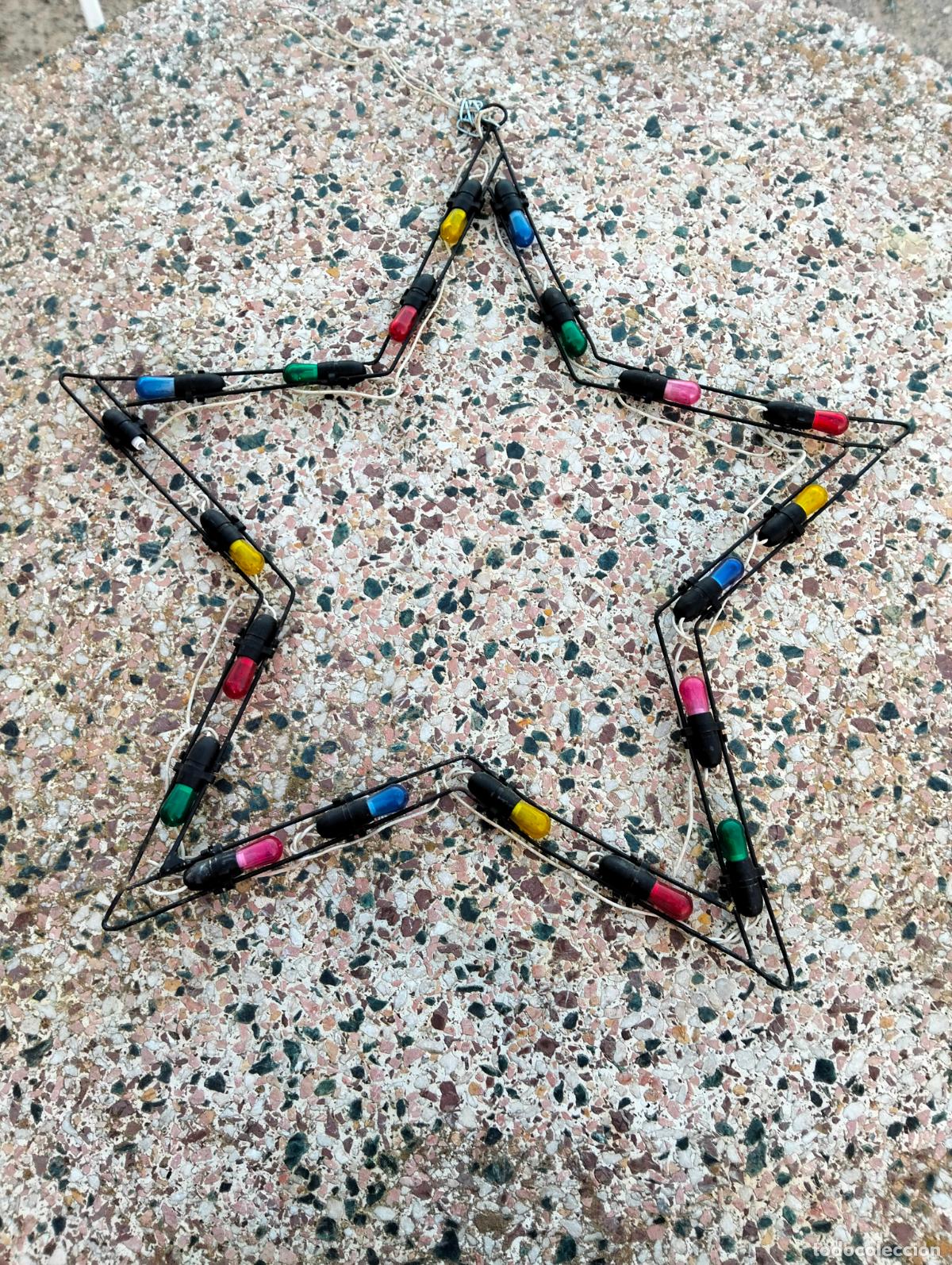 Vintage: Estrella de Navidad decorativa antigua con luces de colores decoraci&oacute;n navide&ntilde;a vintage a&ntilde;os 70