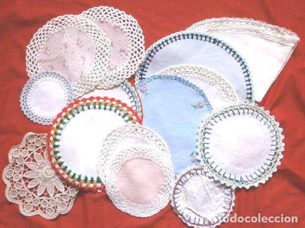 Vintage: 15 Tapetes de tela ribeteados a ganchillo - Varios tama&ntilde;os